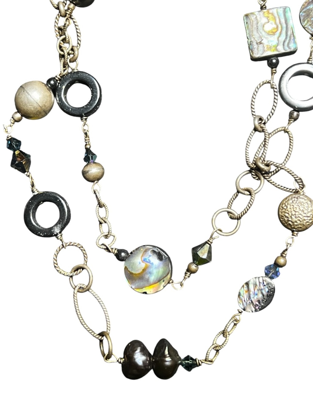 Silpada Sterling Silver Abalone Mother of Pearl Onyx Hematite Pearl Necklace - Picture 12 of 16